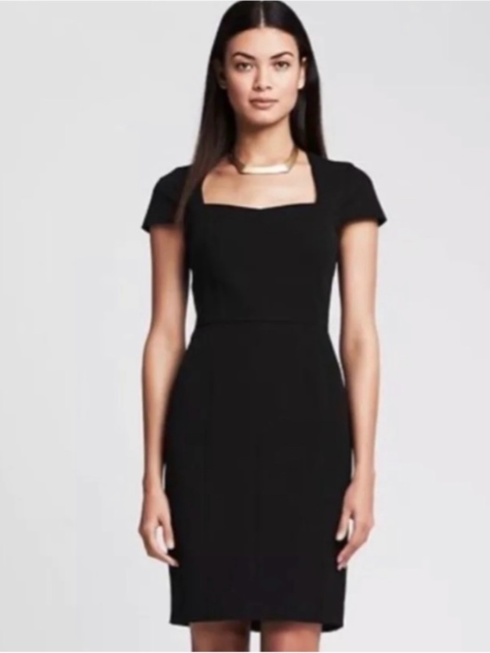 Banana Republic Sloan fitted cap sleeve sheath dress in black size 4 NEW